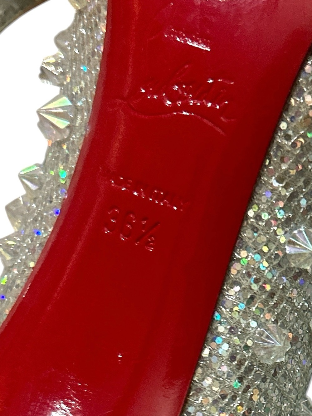 Christian Louboutin Spiked Aurora Crystal Stud Red Bottom Pumps Heels - Picture 8 of 8